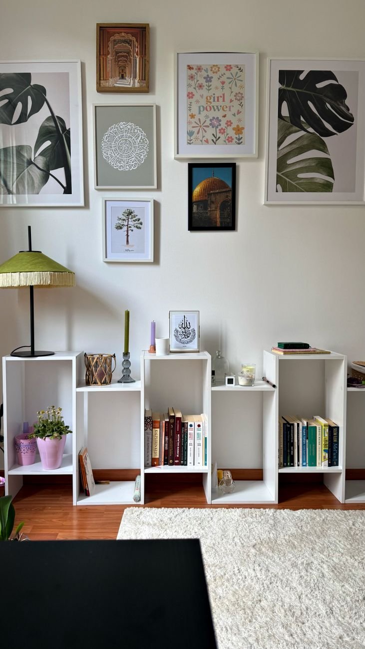 Stylish art prints in a warm modern home interior